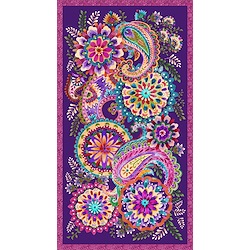 Purple - 24in Paisley With Medallions Panel